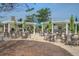 Inviting outdoor seating area with pergolas, umbrellas, brick fireplace, and comfortable patio furniture for residents' enjoyment at 5049 Song Sparrow Way, Summerville, SC 29483