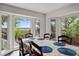 Bright dining area featuring bay windows and picturesque backyard views at 5703 St Angela Dr, North Charleston, SC 29418
