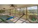 A serene screened porch with a hammock and egg chair overlooks the marsh at 8551 Pope Landing Rd, Edisto Island, SC 29438