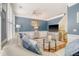 Bright living room featuring a white sectional, elegant decor, and hardwood floors at 9316 Sweetbay Ct, Ladson, SC 29456