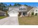 Charming two-story home features gray siding, black shutters, a white garage door, and a well-maintained front lawn at 1019 Victoria Pointe Ln, Summerville, SC 29485