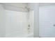Bright bathroom shower with white subway tiles and adjustable shower head and convenient, modern fixtures at 1025 Riverland Woods Pl # 901, Charleston, SC 29412