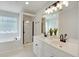 Large bathroom with a tub, shower, and a double sink vanity with sleek fixtures at 1027 Island View Ct, Charleston, SC 29492