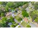 Residential aerial view showing manicured lawns, mature trees, and cozy homes in a peaceful neighborhood setting at 111 Driver Ave, Summerville, SC 29483
