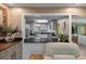 Kitchen with black granite countertops with view into the living room at 111 Garden Hill Rd, Summerville, SC 29483