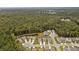 Aerial view of houses with well-manicured lawns on a peaceful cul-de-sac surrounded by trees at 154 Boots Branch Rd, Summerville, SC 29485