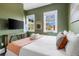 Green bedroom with a television, lots of light, and natural decor at 162 Spring St # D, Charleston, SC 29403
