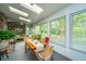 Bright sunroom featuring skylights, neutral colors, and expansive windows offering natural light and scenic outdoor views at 206 Brailsford Rd, Summerville, SC 29485
