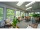 Bright sunroom featuring skylights, neutral colors, and expansive windows offering natural light and scenic outdoor views at 206 Brailsford Rd, Summerville, SC 29485