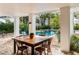 Covered patio featuring a wooden dining table and a view of the pool and backyard at 2114 Pettigrew St, Sullivans Island, SC 29482