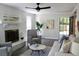 Open living room with a fireplace, neutral color palette, and stylish furnishings at 212 Blue Heron Dr, Summerville, SC 29485