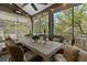 Inviting screened porch with a wooden table, wicker chairs, and tranquil views at 2401 Racquet Club Dr, Seabrook Island, SC 29455