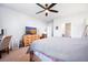 Comfortable main bedroom with a ceiling fan, dresser, and carpeted floor at 314 Bear Paw Ln, Summerville, SC 29486