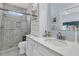 Stylish bathroom featuring a walk-in shower, white vanity, and modern fixtures at 3372 Billings St, Mount Pleasant, SC 29466