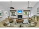 Cozy living room with comfortable seating, a fireplace, and bright windows at 3610 Legareville Rd, Johns Island, SC 29455