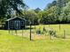 Shed with small fenced garden on large grassy lot at 6935 Hickorynut Ln, Ravenel, SC 29470