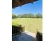 View from the porch looking out to the green pasture with a wood fence at 6935 Hickorynut Ln, Ravenel, SC 29470