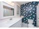 Bathroom featuring white vanity, unique wall paper and tile floor at 112 Furlong Rd, Summerville, SC 29483