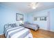 Bedroom features 2 beds, hardwood floors, blue walls, and natural light at 112 Furlong Rd, Summerville, SC 29483
