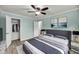 Serene main bedroom with a ceiling fan, closet, and soft, muted paint at 1239 Old Orchard Rd, Charleston, SC 29412