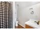 Well-maintained bathroom features modern fixtures, a toilet, and a shower with a stylish shower curtain, providing functionality at 133 Hanahan Plantation Cir, Hanahan, SC 29410
