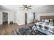 Cozy bedroom boasts plush rug, ceiling fan, and lots of natural light at 133 Hanahan Plantation Cir, Hanahan, SC 29410