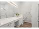 Clean bathroom featuring double vanity, quartz countertop, and walk-in shower at 1362 Palm Cove Dr, Charleston, SC 29492