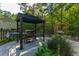 Backyard with a built-in grill under a pergola and tropical landscaping at 1440 Teaberry Path, Charleston, SC 29414