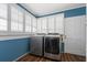 Laundry room with white shaker cabinets, bead board accent wall, and hardwood floors at 200 Broughton Rd, Moncks Corner, SC 29461