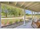 Charming covered front porch offering serene views of the expansive front yard at 208 Mini Farm Rd, Bonneau, SC 29431