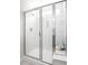 Bright, modern walk-in shower with glass doors and built-in shelves for toiletries at 263 Camellia Bloom Dr, Moncks Corner, SC 29461