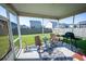 View of screened porch with grill and two chairs, overlooks fenced backyard at 613 Ravens Wood Rd, Summerville, SC 29486