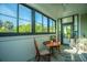 Enclosed sunroom featuring views of lush greenery, a ceiling fan, and a cozy seating area at 1025 Riverland Woods Pl # 1023, Charleston, SC 29412
