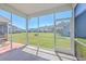 Screened-in porch view of green lawn and adjacent homes offers a relaxing outdoor living space at 131 Buchanan Cir, Goose Creek, SC 29445