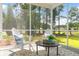 Inviting screened porch with comfortable seating and a serene view of the wooded backyard at 153 Threaded Fern St, Summerville, SC 29485