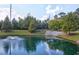 Scenic pond with a fountain, surrounded by lush greenery, creating a serene and picturesque community landscape at 1615 Chatelain Way, Mount Pleasant, SC 29464