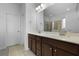 Bathroom with double sink vanity, large mirror, and a shower with a glass door at 218 Wexford Ct, Summerville, SC 29483