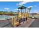 Community playground equipment with a slide, stairs and climbing bars surrounded by a secure fence at 218 Wexford Ct, Summerville, SC 29483