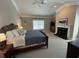 Tranquil main bedroom with a fireplace, neutral colors, and plush carpeting at 3017 Ashburton Way, Mount Pleasant, SC 29466