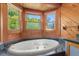Bright bathroom featuring a large soaking tub with tile surround and multiple windows at 3936 Lodge Hwy, Smoaks, SC 29481