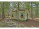 A charming garden shed with flower boxes and decorative accents sits among mature trees at 5950 Lowell Reed Rd, Ravenel, SC 29470