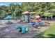 Fun playground area with colorful equipment, picnic tables, and a tennis court in a community park setting at 8781 Laurel Grove Ln, North Charleston, SC 29420