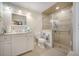 A modern bathroom features a walk-in shower and vanity at 9146 Spring Branch Ct, North Charleston, SC 29406