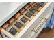 Pull-out kitchen drawer keeps spices organized and accessible at 1106 Meadowcroft Ln, Mount Pleasant, SC 29464