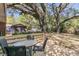 Wooden backyard deck features a table and chairs, with a view of shady trees at 1142 Camden St, North Charleston, SC 29405