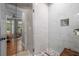 Modern bathroom with seamless glass shower and bench seating at 1500 Trumpet Vine Ct, Mount Pleasant, SC 29464