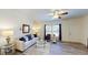 Inviting living room with stylish sofa, glass tables, and a ceiling fan at 1576 Pine Grove Rd, Ruffin, SC 29475