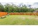 Expansive backyard with a well-maintained lawn, a charming wooden fence, and playset, perfect for outdoor activities at 158 Boots Branch Rd, Summerville, SC 29485