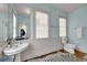 Bathroom featuring a pedestal sink, a large mirror, and natural light from two windows at 197 Coming St, Charleston, SC 29403
