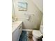 Cozy half bathroom with a white vanity, nautical wall decor, and hardwood floors at 2040 Rondo St # H, Charleston, SC 29414